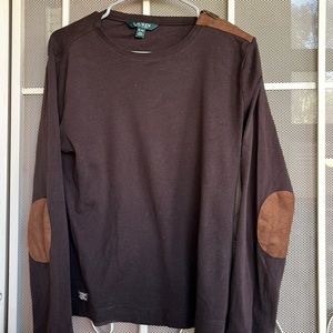Lauren Long Sleeve shirt brown suede patches at sleeves size Xl
